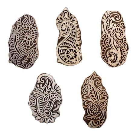 Set of 5 Piece New Mix Wooden Printing Block